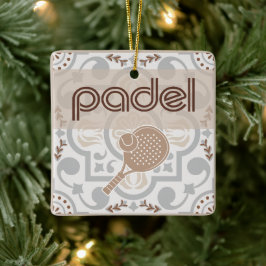 Padel-Ornament - Spanische Fliesen-Vibes in Taupe Keramikornament