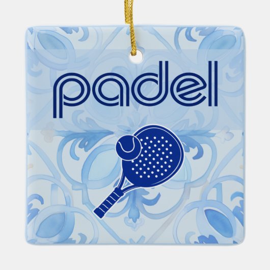 Padel Ornament – Spanish Tile Vibes in Blue (Vorderseite)