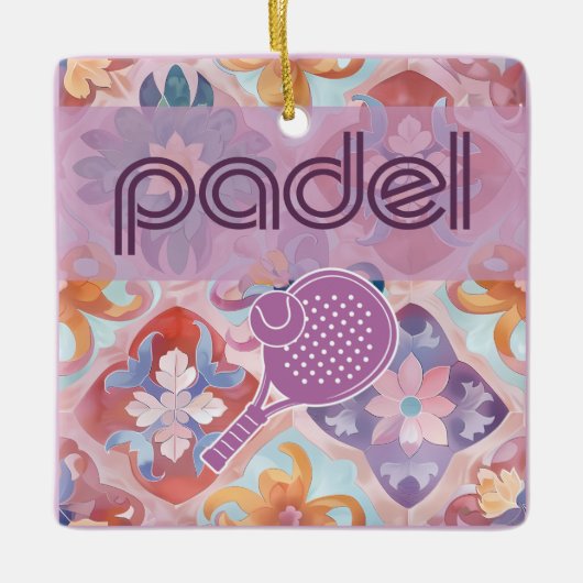 Padel Ornament – Spanish Tile Vibes in Purple (Vorderseite)