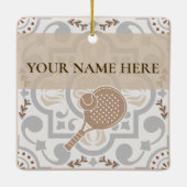 Padel Ornament-Spanish Tile Vibes in Taupe & Brown Keramikornament (Rückseite)
