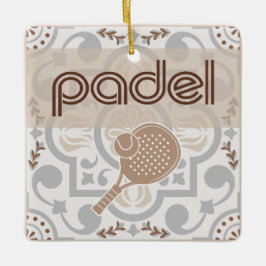 Padel Ornament-Spanish Tile Vibes in Taupe & Brown Keramikornament