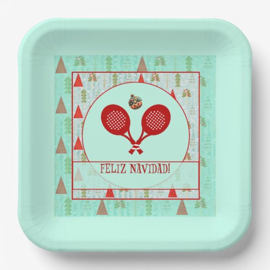 Padel Paper Plate – Padel Retro Christmas Pappteller (Vorderseite)