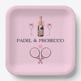 PADEL PLATE: PADEL & PROSECCO CLASSIC PINK/BLACK PAPPTELLER