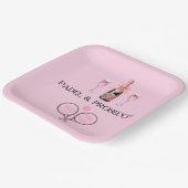 PADEL-PLATTE: PADEL & PROSECCO KLASSISCH ROSA/SCHW PAPPTELLER (Gewinkelt)