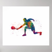 Padel-Player in Aquarellfarbe Poster (Vorne)