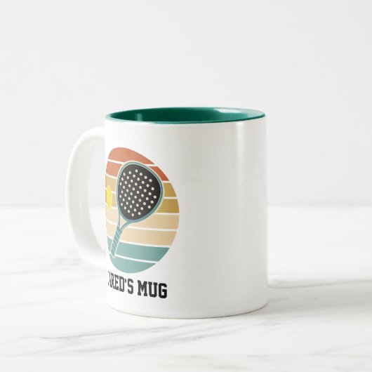 Padel Player Retro Zweifarbige Tasse (Vorderseite Links)