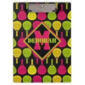 Padel Smash mit Monogramm Klemmbrett (Vorderseite)