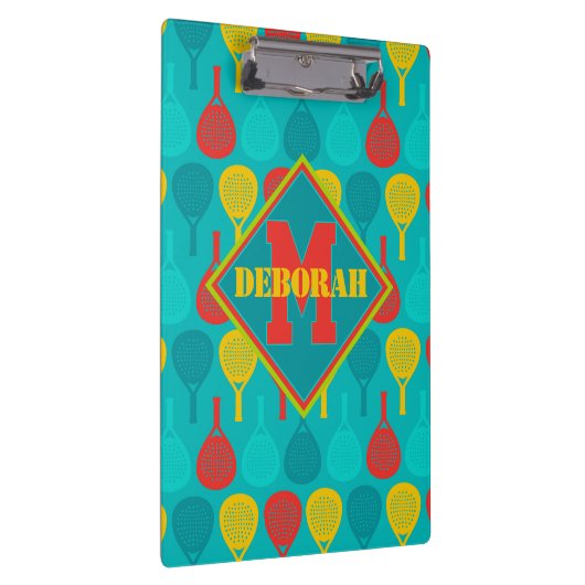 Padel Smash Notes mit Monogramm Klemmbrett (Rechts)