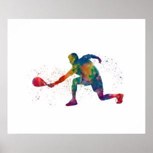 Padel-Spieler in Aquarell Poster
