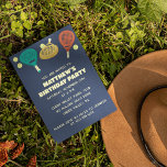 Padel Tennis Geeignetes Party Einladung<br><div class="desc">Egal ob Sie ein Party auf den Paradeplatz werfen oder ein Party für Ihren Lieblings-Paddel-Spieler werfen, diese lustigen Pdel-Themes laden zum Verweilen ein. Sie sind mit Abbildungen von Paddel-Tennisschlägern und -bällchen in aquamarin, gold, Terrakotta, Gelb und Creme-Set vor marineblauem Hintergrund gestaltet. Diese Einladungen sind fertig, um mit all Ihren Party-Details...</div>