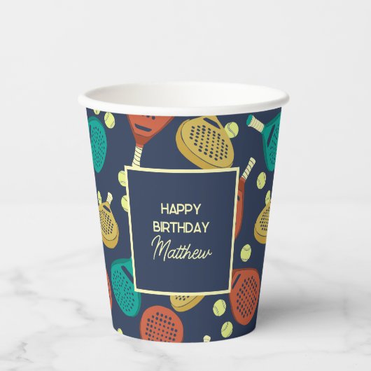 Padel Tennis Geeignetes Party Pappbecher (Vorderseite)