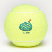Padel Tennis Racket Mit Monogramm Tennisbälle (Vorderseite)