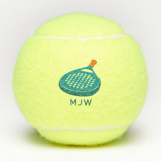 Padel Tennis Racket Mit Monogramm Tennisbälle (Vorderseite)