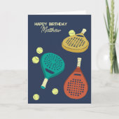 Padel Tennis Rackets und Balls Personalisiert Karte (Vorderseite)