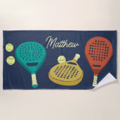 Padel Tennis Rackets und Balls Personalisiert Strandtuch (Vorderseite)