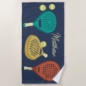 Padel Tennis Rackets und Balls Personalisiert Strandtuch (Vorderseite)