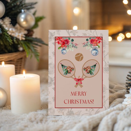 Padel Themed Christmas Card – Padel Racquet Motif Karte