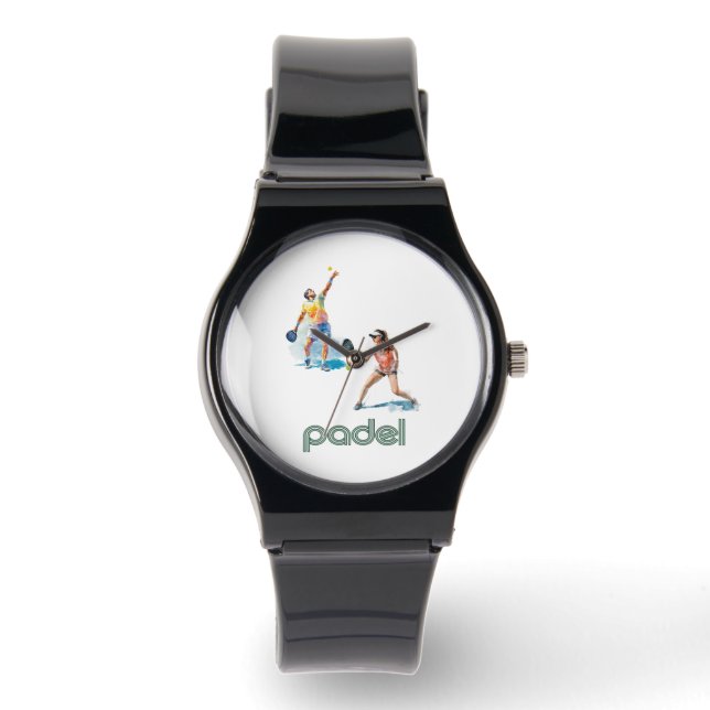Padel Watch – Padel Chic Vibrant Style Black Armbanduhr (Vorderseite)