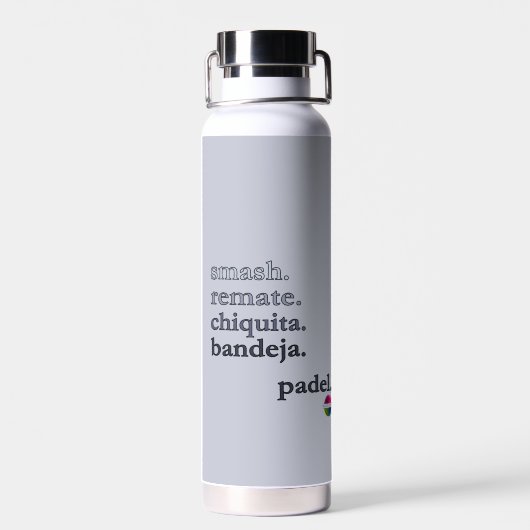 Padel Water Bottle-Personalize Word Vibe Grey Trinkflasche (Rückseite)