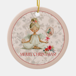 Padel-Weihnachtsdekoration – Zierlicher Padel-Enge Keramik Ornament