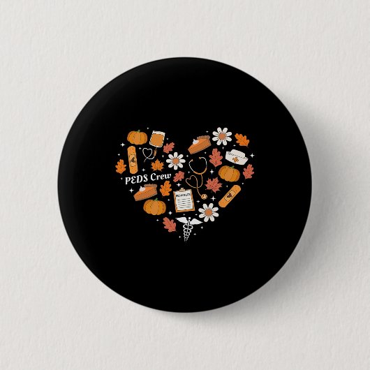 Pädiatrie-Teamkrankenschwester Herbst Herz Kinderp Button (Vorderseite)