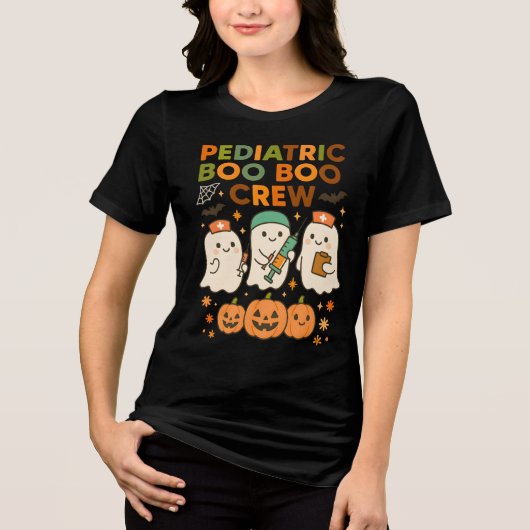 Pädiatrische Boo Crew Ghosts Halloween Tri-Blend Shirt (Vorderseite)