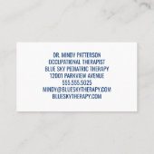 Pädiatrische Gebäude für Arbeitstherapie Visitenkarte (Rückseite)