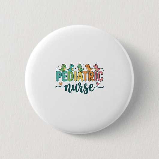 Pädiatrische Krankenschwester Dinosaurier Vintage  Button (Vorderseite)