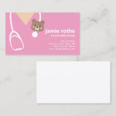 Pädiatrische Krankenschwester Pink Scrubs Teddybea Visitenkarte (Vorne/Hinten)
