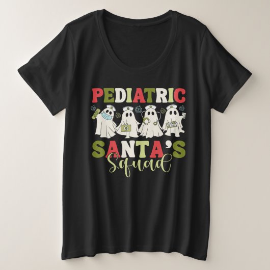 Pädiatrische Krankenschwester Santa's Squad Große Größe T-Shirt (Design vorne)