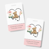 Pädiatrische Krankenschwester Teddy Bear Stethosko Ausweis (Vorder- & Rückseite)