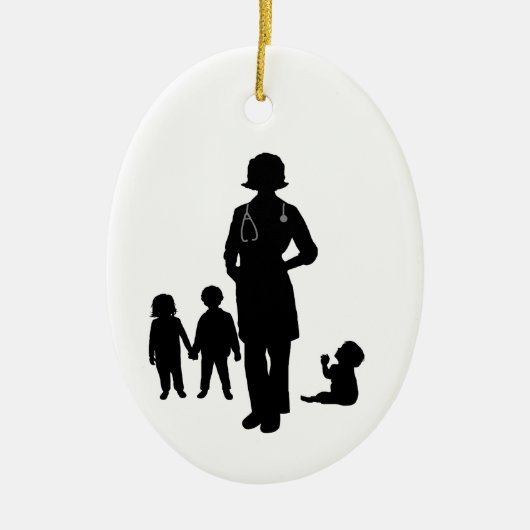 Pädiatrische Silhouette mit Kinderzauber Keramik Ornament (Vorne)