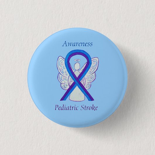 Pädiatrische Stroke Awareness Ribbon Angel Button (Vorderseite)