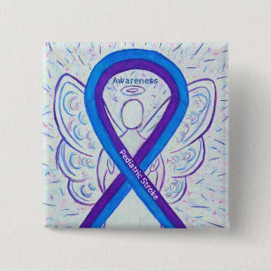 Pädiatrische Stroke Awareness Ribbon Angel Button