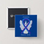Pädiatrische Stroke Awareness Ribbon Angel Button (Vorne & Hinten)