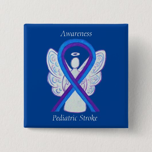 Pädiatrische Stroke Awareness Ribbon Angel Button (Vorderseite)