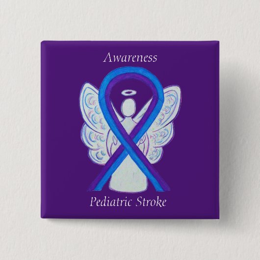Pädiatrische Stroke Awareness Ribbon Angel Button (Vorderseite)