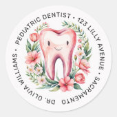 Pädiatrische Zahnblütenfarbe Runder Aufkleber (Vorderseite)