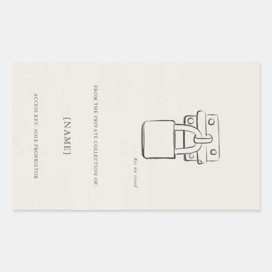 Padlock Ex Libris Bookplate -Library Label  Rechteckiger Aufkleber (Vorderseite)