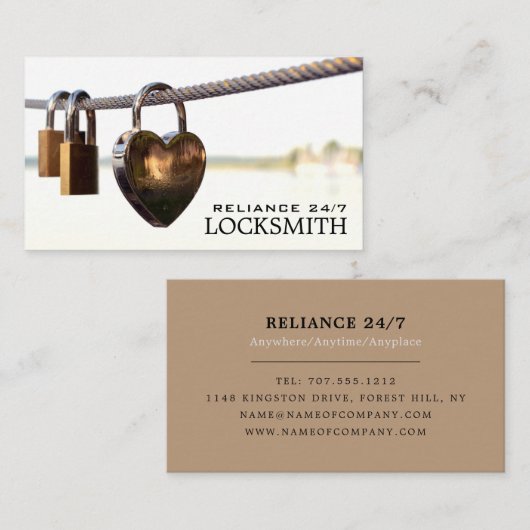 Padlocks auf dem Seil, Schlosshire Visitenkarte (Vorne/Hinten)