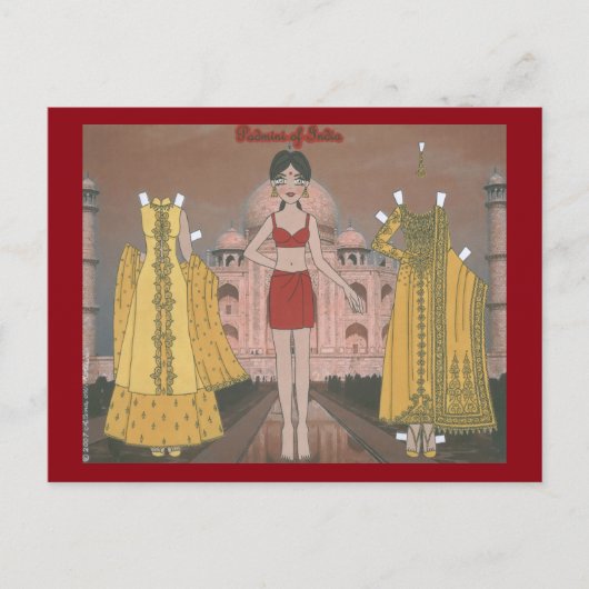 Padmini von India Paper Doll Postcard Postkarte (Vorderseite)
