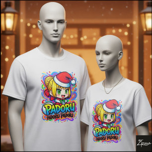 Padoru Chibi Weihnachtsmann Anime-Farbspritzer T-Shirt