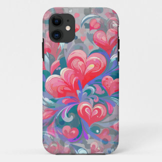 Padrão de corações em movimento, vermelho e azul. Case-Mate iPhone hülle