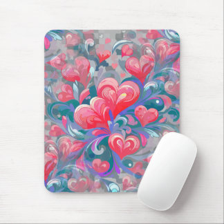 Padrão de corações em movimento, vermelho e azul. mousepad