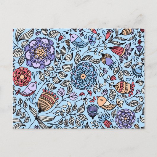 Padrão de flores e passaros postkarte (Vorderseite)