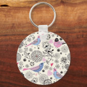 Padrão de flores e passaros schlüsselanhänger (Vorderseite)