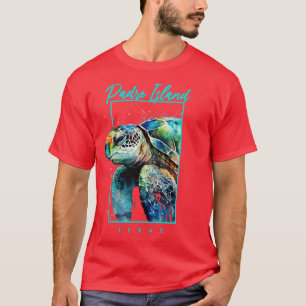 Padre Island Texas Aquarellmeerschildkröte Portrai T-Shirt