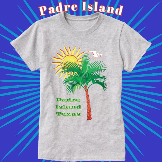 Padre Island Texas Palm Tree, Seagull und Sun T-Shirt