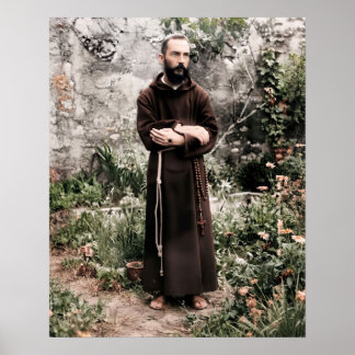 Padre Pio im Garten Katholische Heilige Kunst Poster