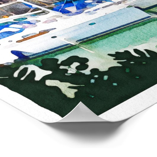 Padstow Hafen in Cornwall UK, Aquarell. Poster (Ecke)